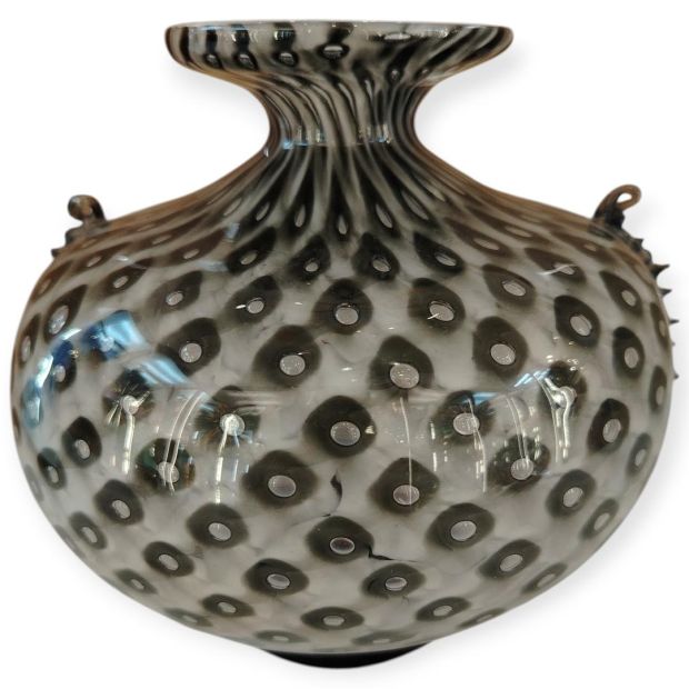Vaso "Eclissi" Lavorazione Balloton in Vetro di Murano Originale H 16 - Elegante Opera Artigianale