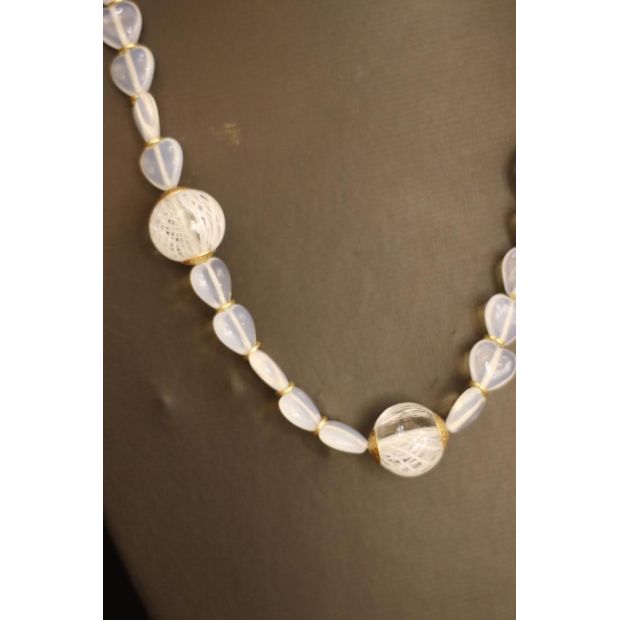Collana perle bianche in vetro di Murano COD N-10