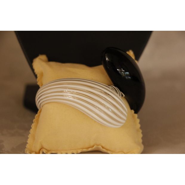 Collana e bracciale soffiati filigrana in vetro di Murano COD N-24