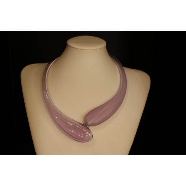 Collana soffiata rosa in vetro di Murano COD N-25