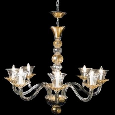 Lampadario veneziano cristallo oro 24 K