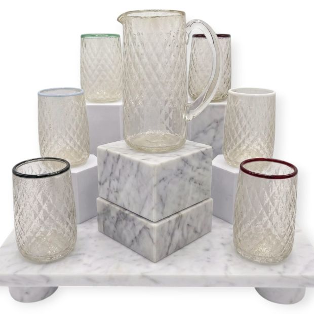 Serenissima – Servizio da Tavola in Vetro di Murano (Caraffa + 6 Bicchieri)