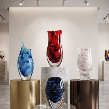 Vasi in Vetro di Murano Originale Decoro Petalo Sommerso