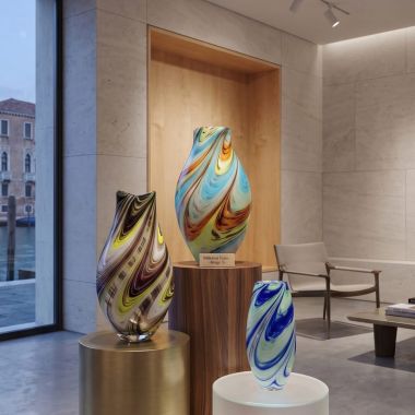 Vasi in Vetro di Murano Originale Decoro Fenicio
