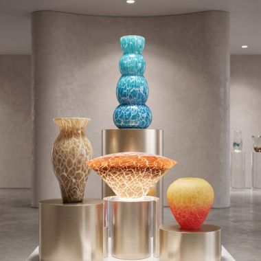 Vasi in Vetro di Murano Originale Decorazione Venato
