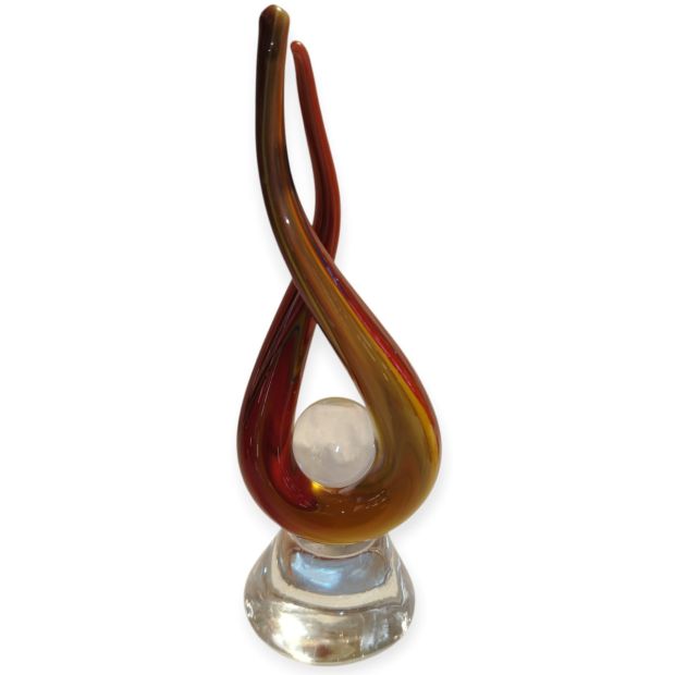Scultura Nodo d'Amore con Sfera Centrale in Vetro di Murano Calcedonio – Fatto a Mano