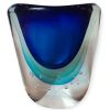 Vaso Scultura Sommerso Blu e Verde Acqua con Bolle H-27cm in Cristallo Massiccio 9,9 kg – Fatto a Mano a Murano
