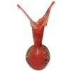 Vaso in Vetro di Murano Rosso Corallo con Graniglia Multicolor – H 18-20 cm