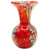 Vaso Svasato in Vetro di Murano Rosso con Graniglia Multicolor – H 18-20 cm