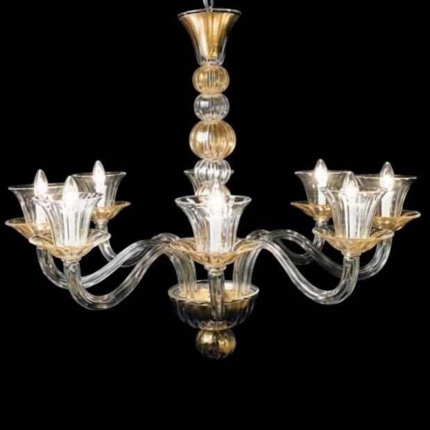 Lampadario Cristallo Oro a 8 Luci Dandolo D'Oro
