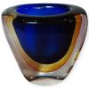 Vaso Sommerso Blu Cobalto e Ambra H-26cm in Cristallo Massiccio – Fatto a Mano a Murano