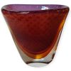 Vaso Sommerso a Calice Rosso Rubino e Ambra con Bollicine H-26cm in Cristallo Massiccio – Fatto a Mano a Murano