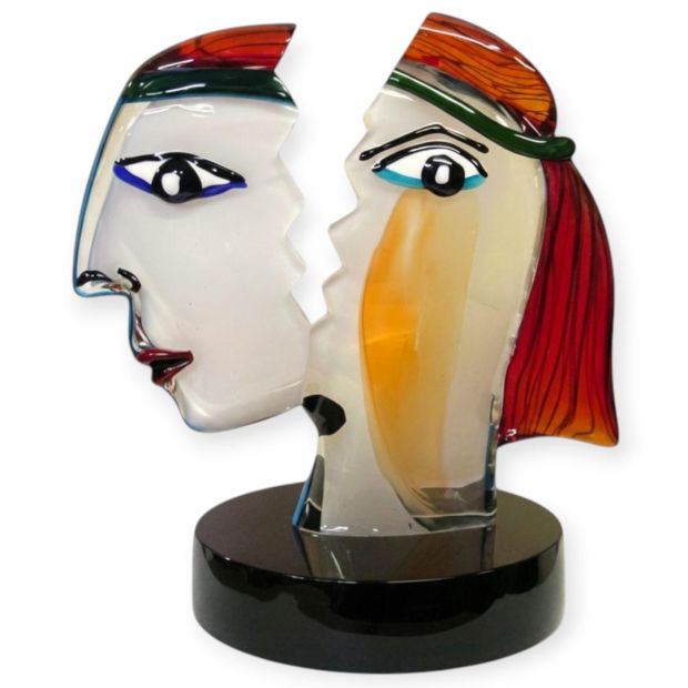 Scultura Vetro Murano Omaggio a Picasso Testa "Rottura" H45cm | Pezzo Unico d'Arte COD B/299
